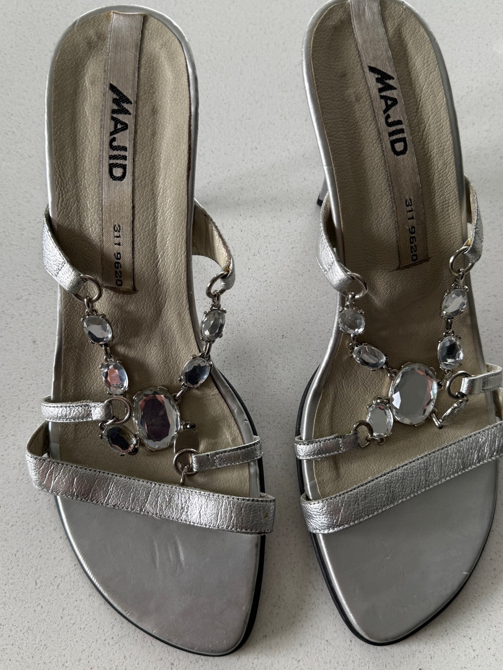 Silver Jeweled Women's Slide Sandals